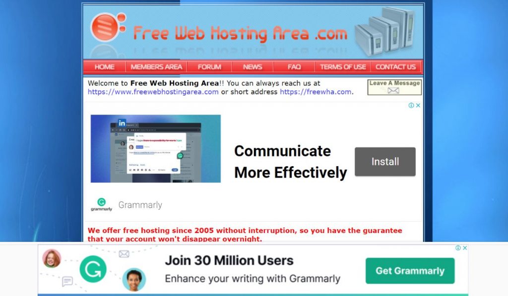 best free website hosting services FreeWebHostingArea