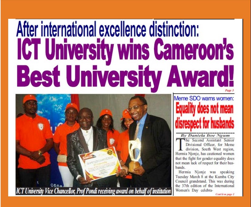 ICT University wins Cameroon's Best University-Best Computer Engineering Schools in Cameroon-Entrepreneurarena
